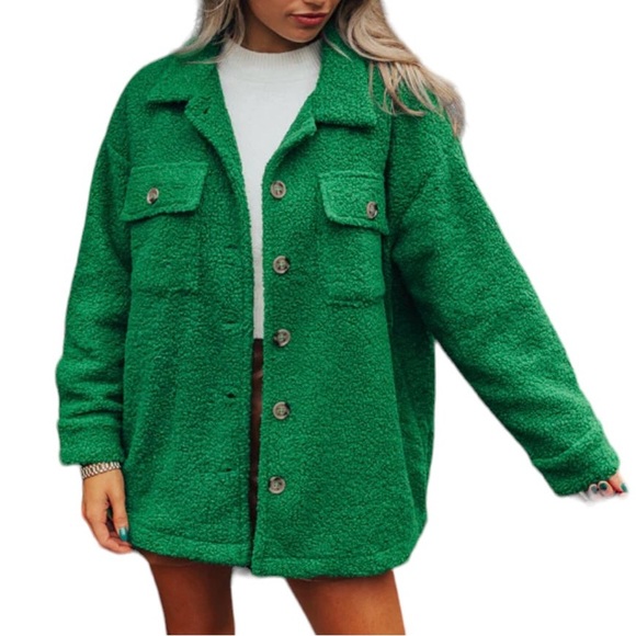 Good American Jackets & Blazers - Good American Sherpa Shacket in Summer Green Size 2X / 3X NWT